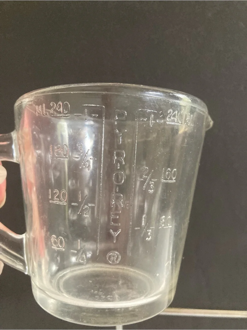 Pyr O Rey Clear Glass Measuring Cup w/Spout Handle Vintage Pyrorey Mexico